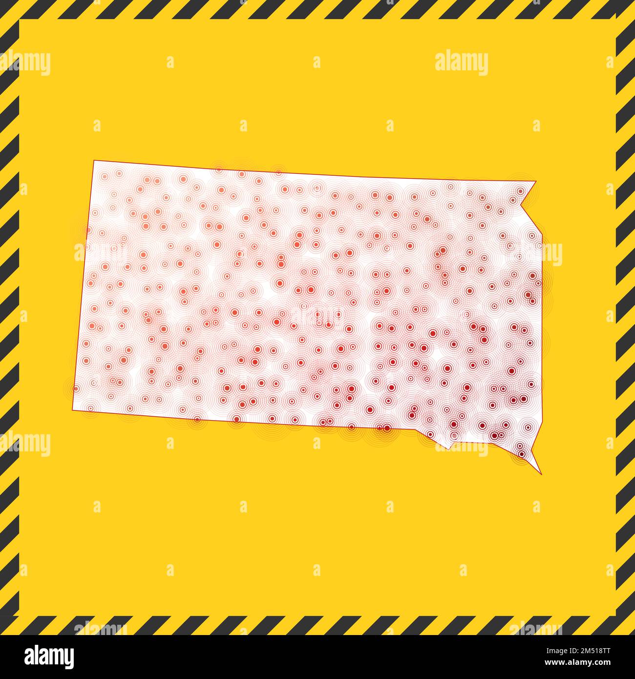 South Dakota closed virus danger sign. Lock down us state icon. Black