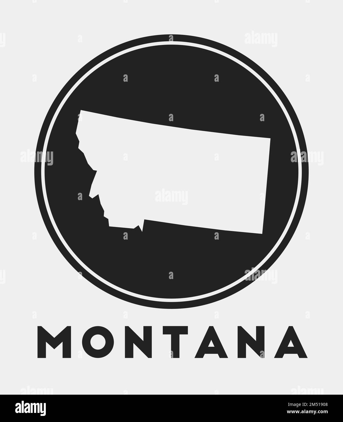 Montana icon. Round logo with us state map and title. Stylish Montana