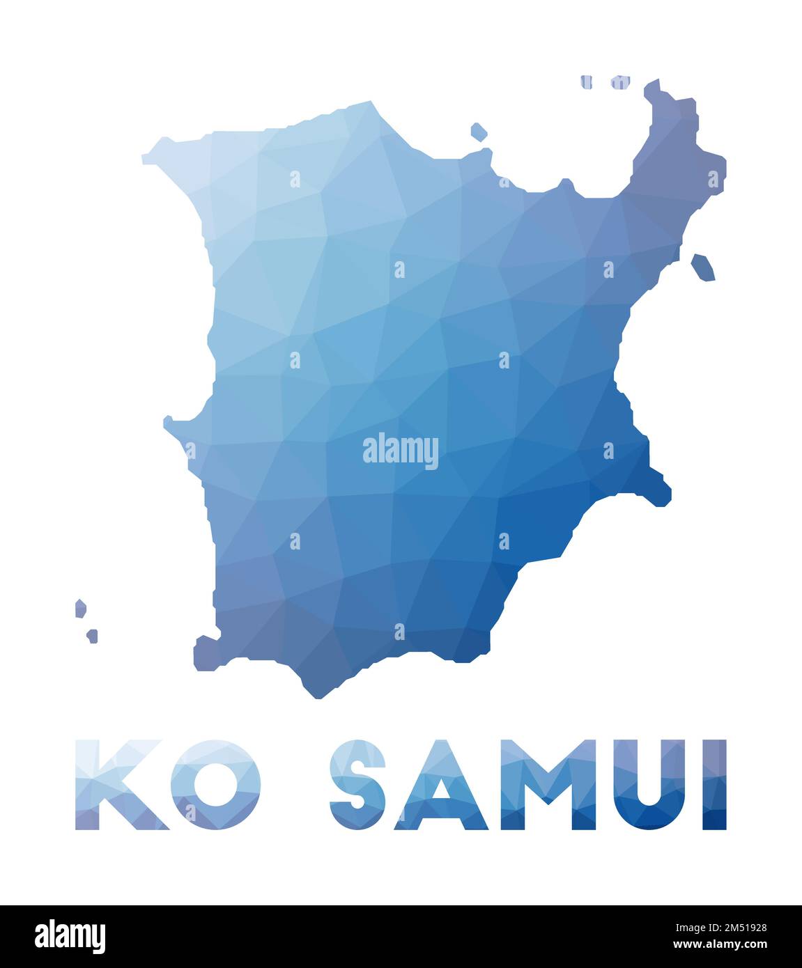 Low poly map of Ko Samui. Geometric illustration of the island. Ko Samui polygonal map. Technology, internet, network concept. Vector illustration. Stock Vector