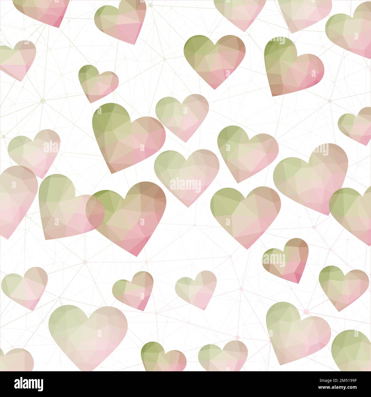 Valentine Day abstract background with hearts. Polygonal hearts in ...