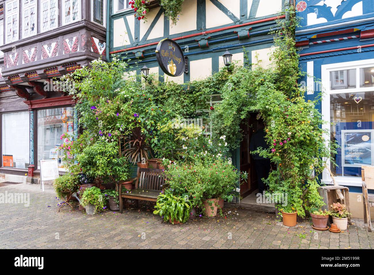 Bad Sooden Allendorf, Germany - September 14, 2022: Urban greening in historical city Bad Sooden-Allendorf in Hessen, Germany Stock Photo