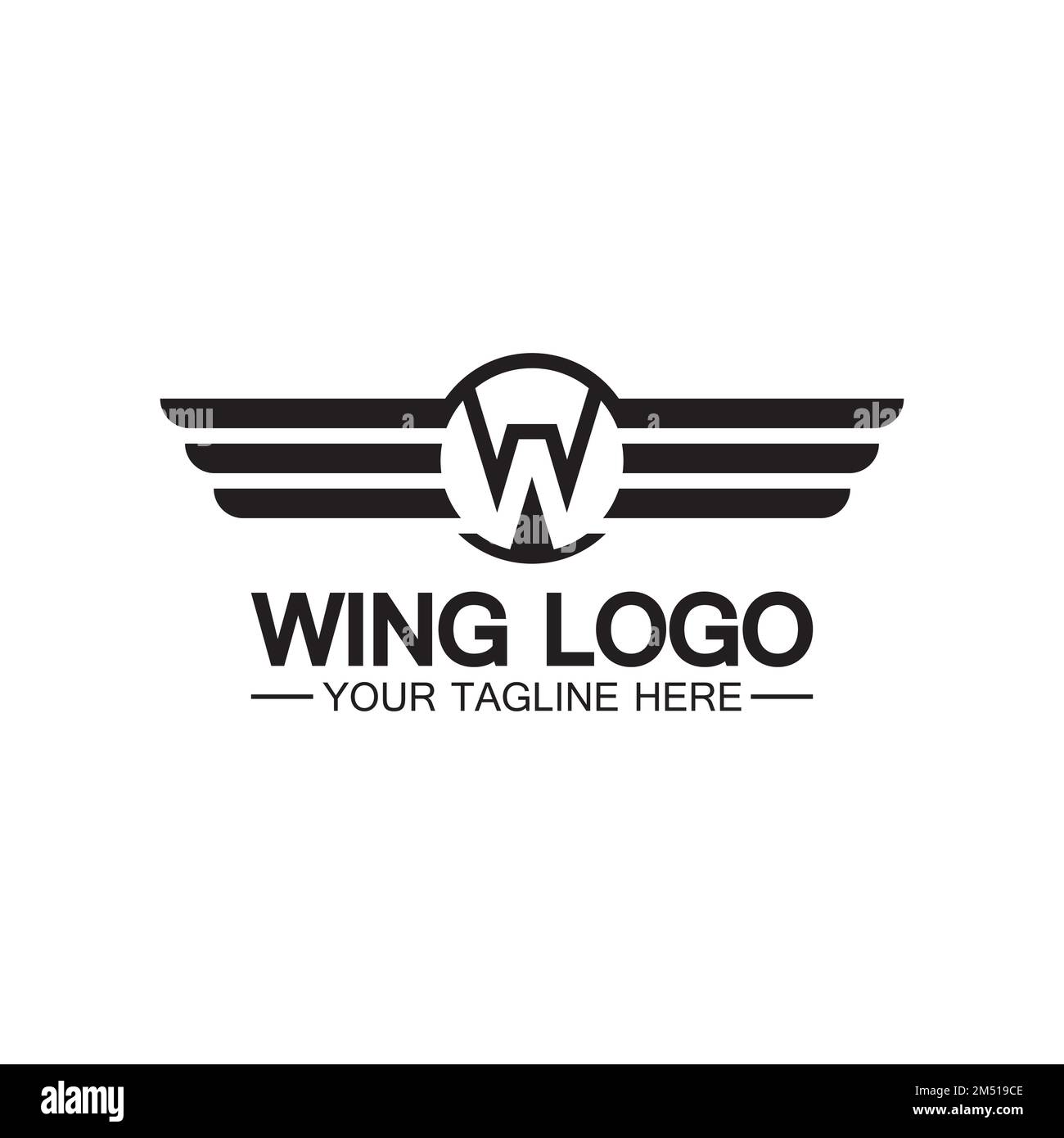 W letter for wings logo design, combination w letter and wings Stock