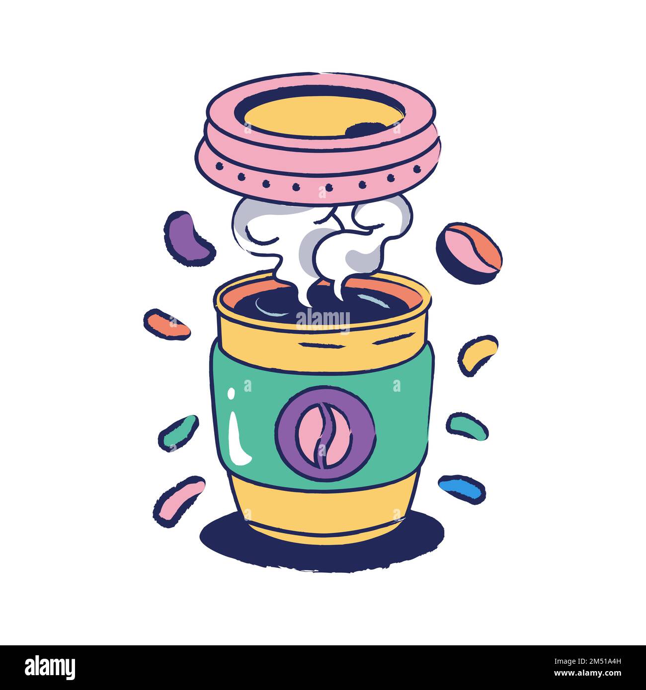 hand drawn steaming open cup of coffee Stock Vector Image & Art Alamy