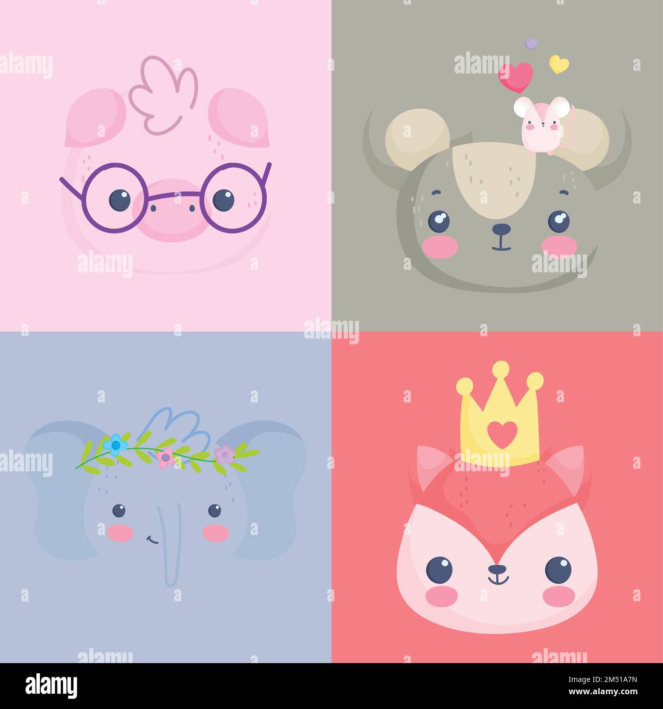 set icon cute animals Stock Vector Image & Art - Alamy