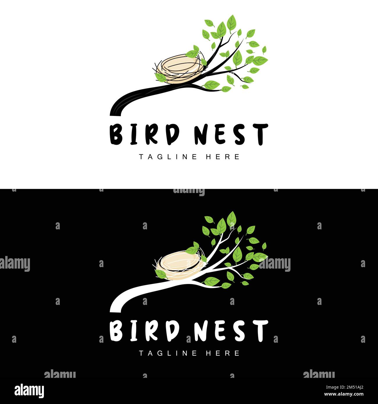 Bird's Nest Logo Design, Bird House Vector For Eggs, Bird Tree Logo