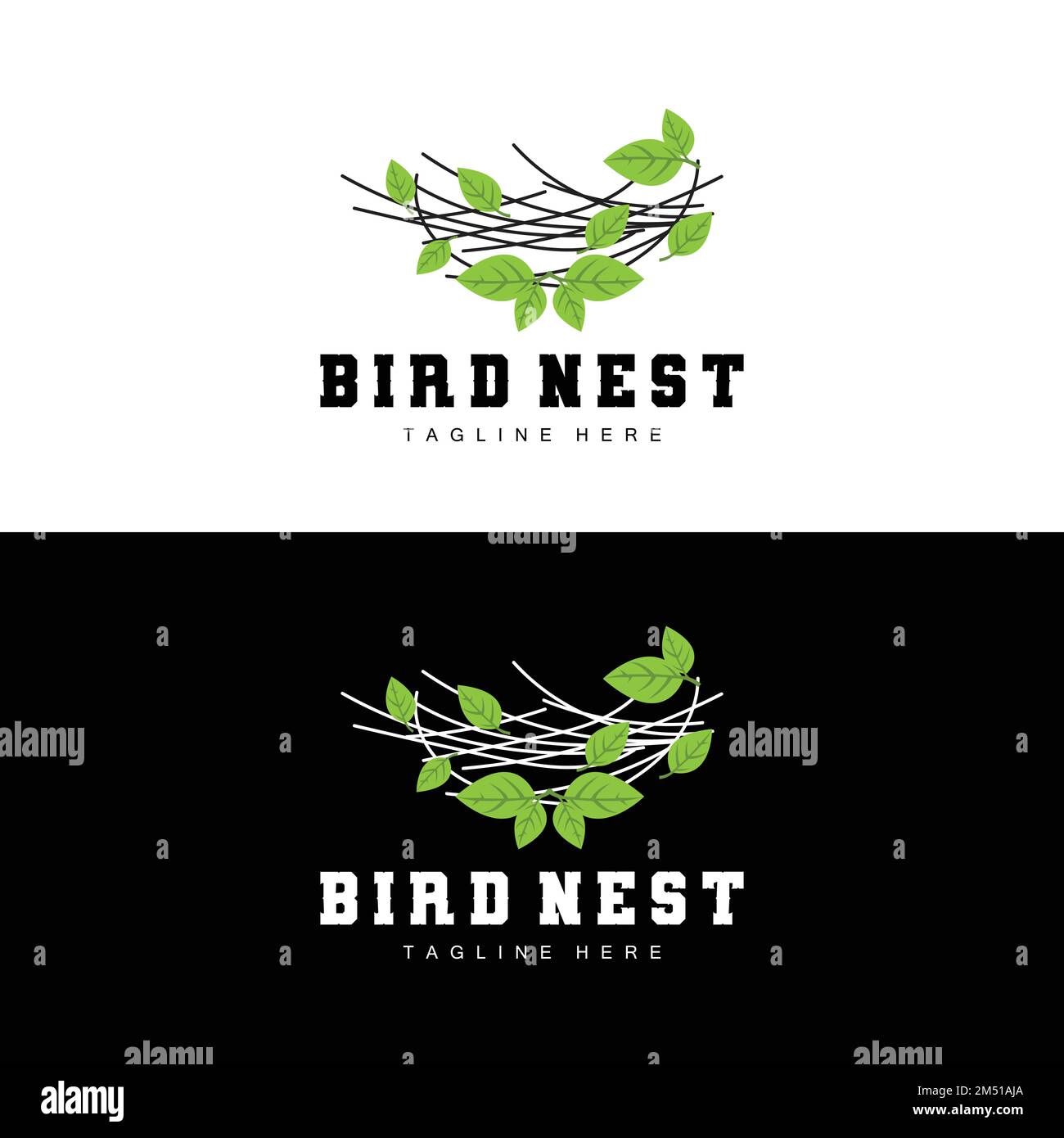 Bird's Nest Logo Design, Bird House Vector For Eggs, Bird Tree Logo