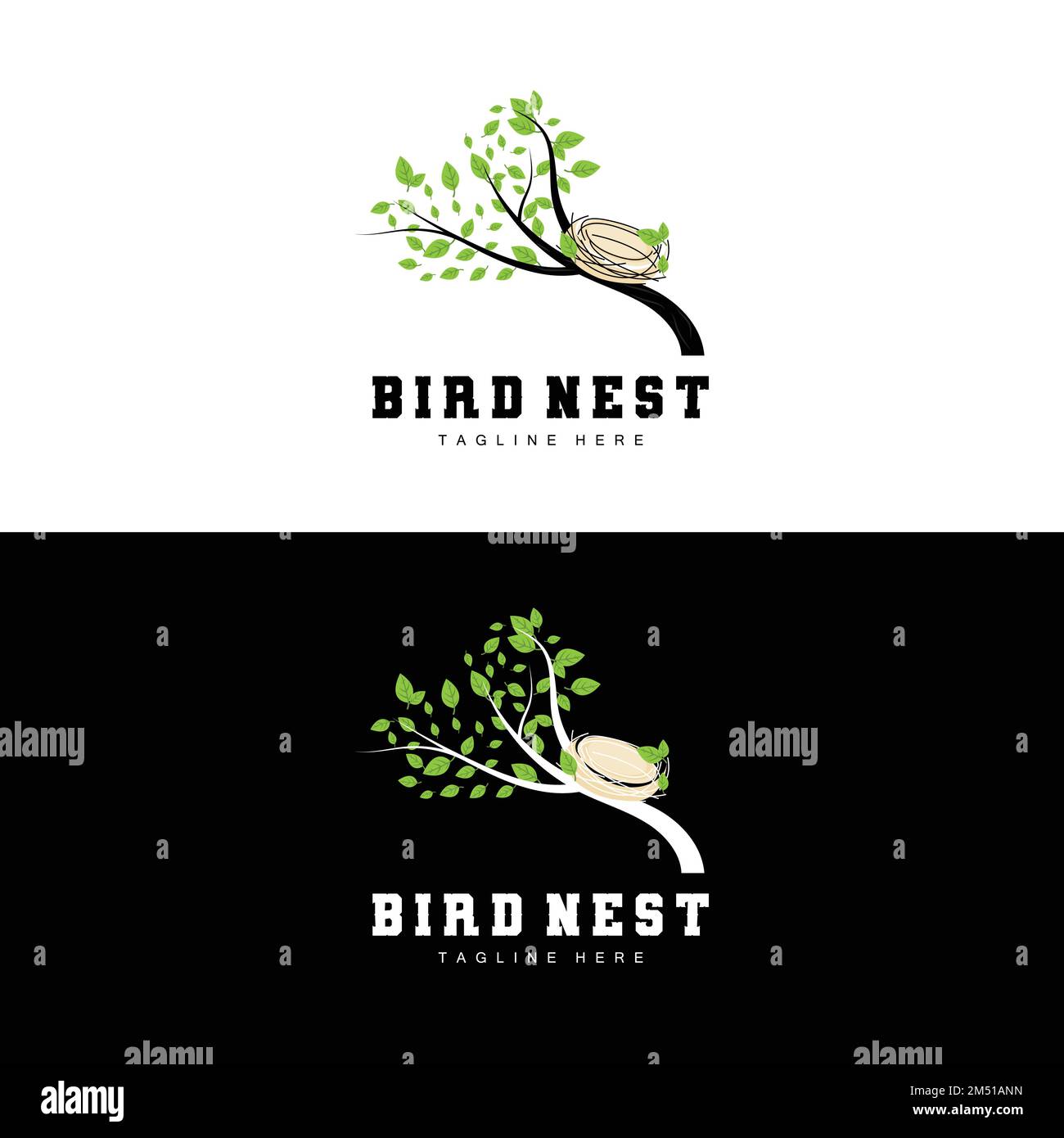 Bird's Nest Logo Design, Bird House Vector For Eggs, Bird Tree Logo