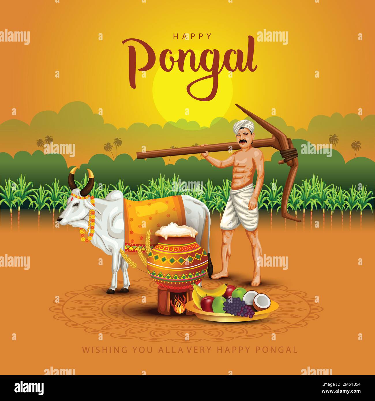 new illustration of Happy Pongal Holiday Harvest Festival of Tamil Nadu