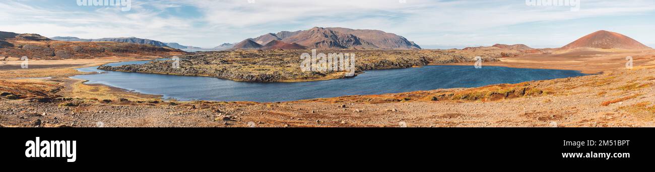 Panorama of Selvallavatn lake in Iceland landscape Stock Photo