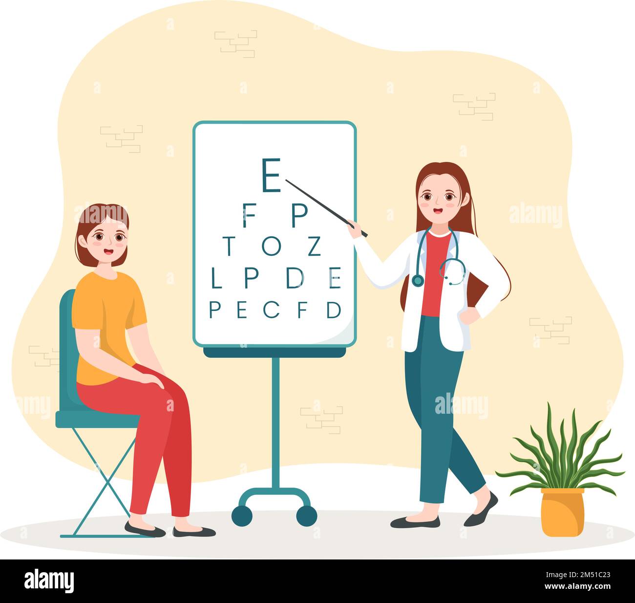Optometrist with Ophthalmologist Checks Patient Sight, Optical Eye Test