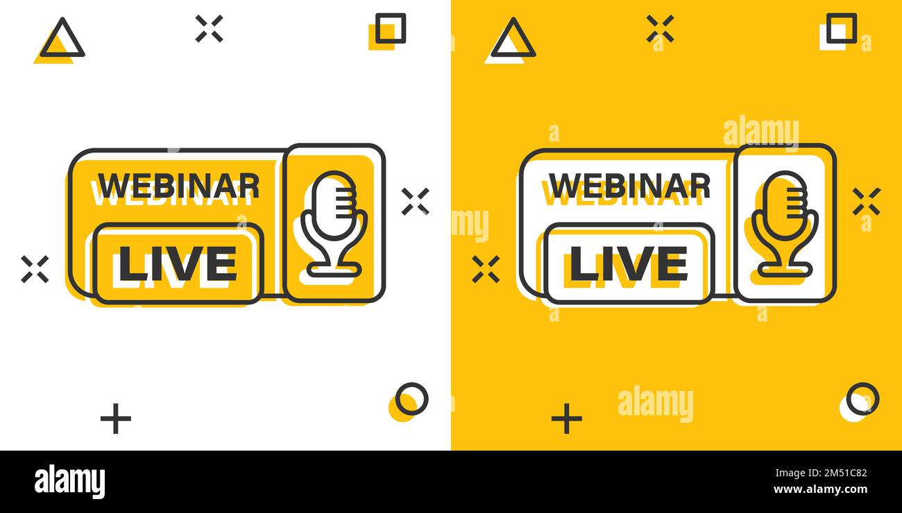 Live webinar icon in comic style. Online training cartoon vector ...