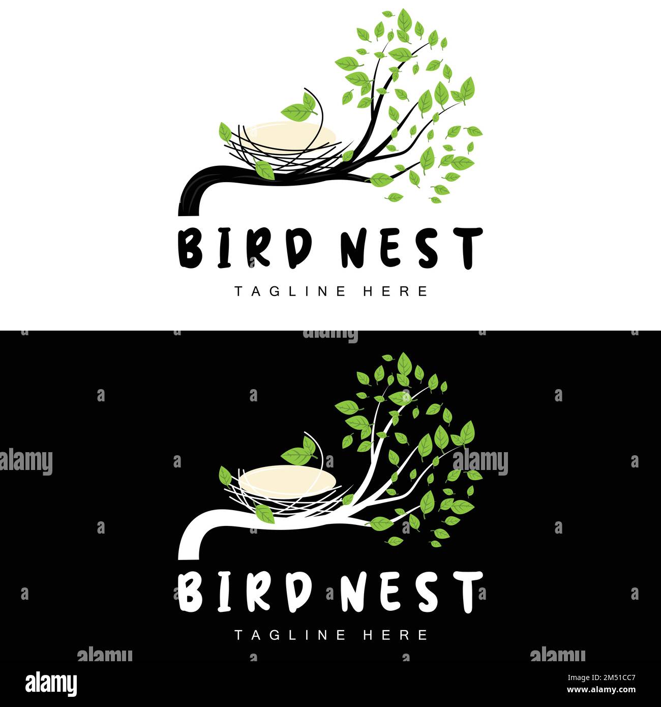 Bird's Nest Logo Design, Bird House Vector For Eggs, Bird Tree Logo