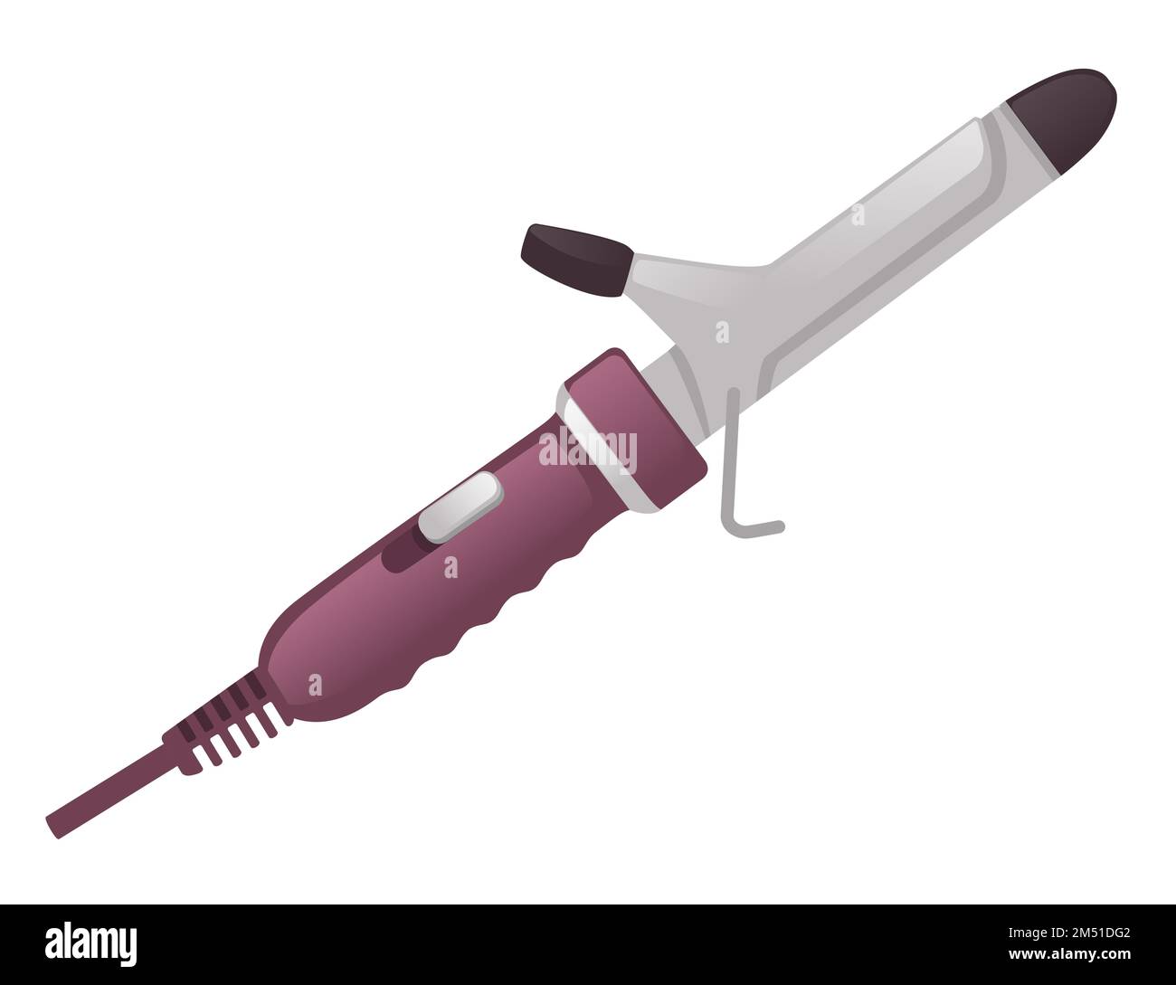 Hair curler tool curling iron with cord vector illustration isolated on