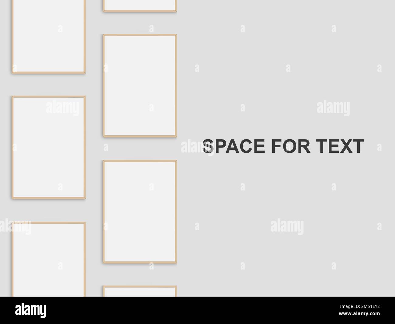 Set of multiple realistic photo frames mockup. Portrait a4 wooden frame