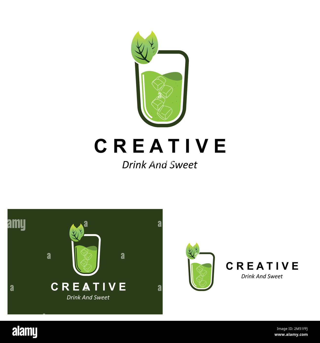 Vector Illustration of green plant matcha logo made as matcha drink or