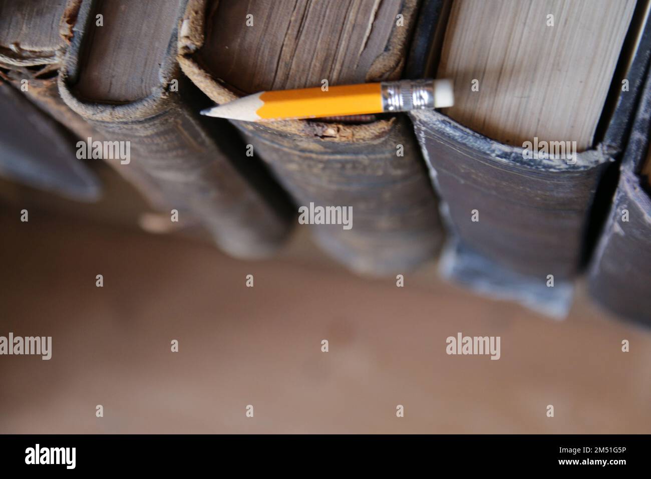Vintage library old books/ Vintage books on the shelf Stock Photo - Alamy