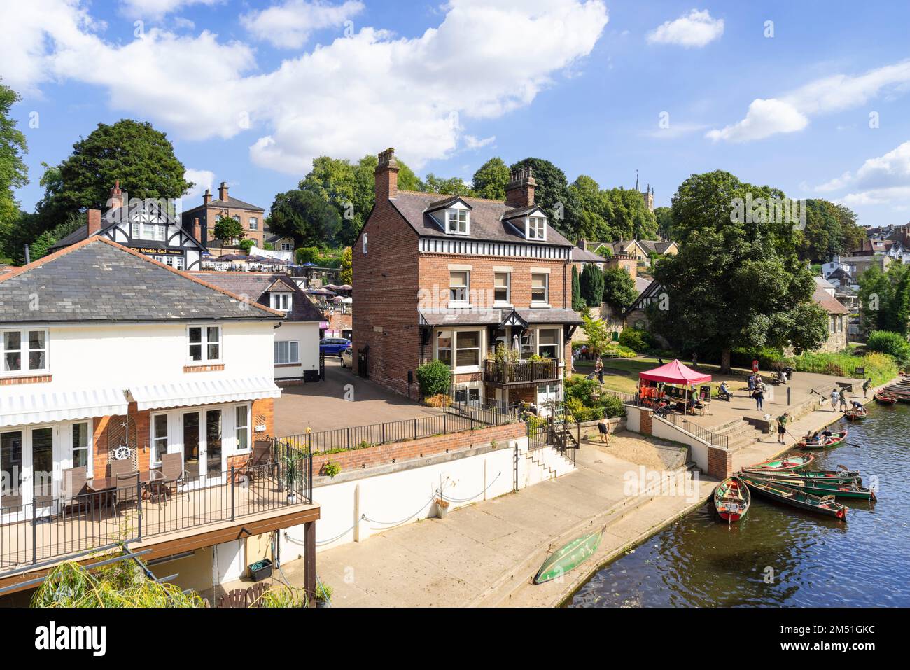 Knaresborough River Nidd and Blenkhorn's Boat Hire Waterside Knaresborough North Yorkshire England UK GB Europe Stock Photo