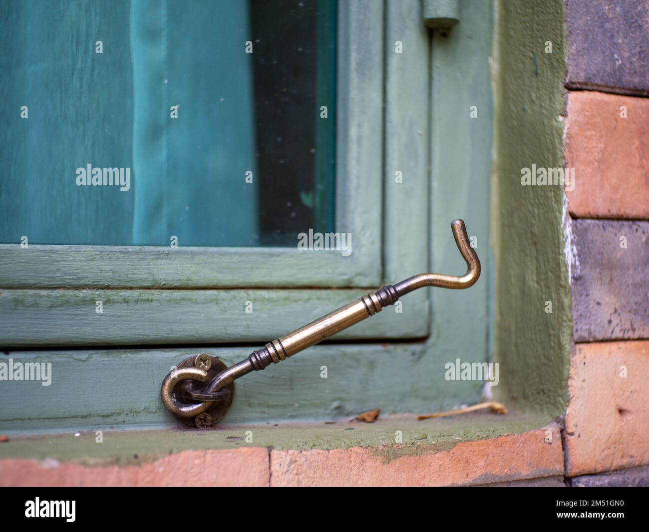 old windows latch and wooden window Stock Photo Alamy