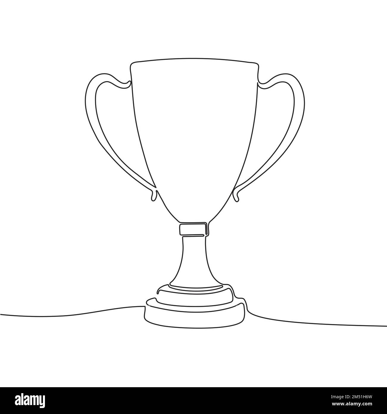 winner trophy one line drawing isolated on white background Stock