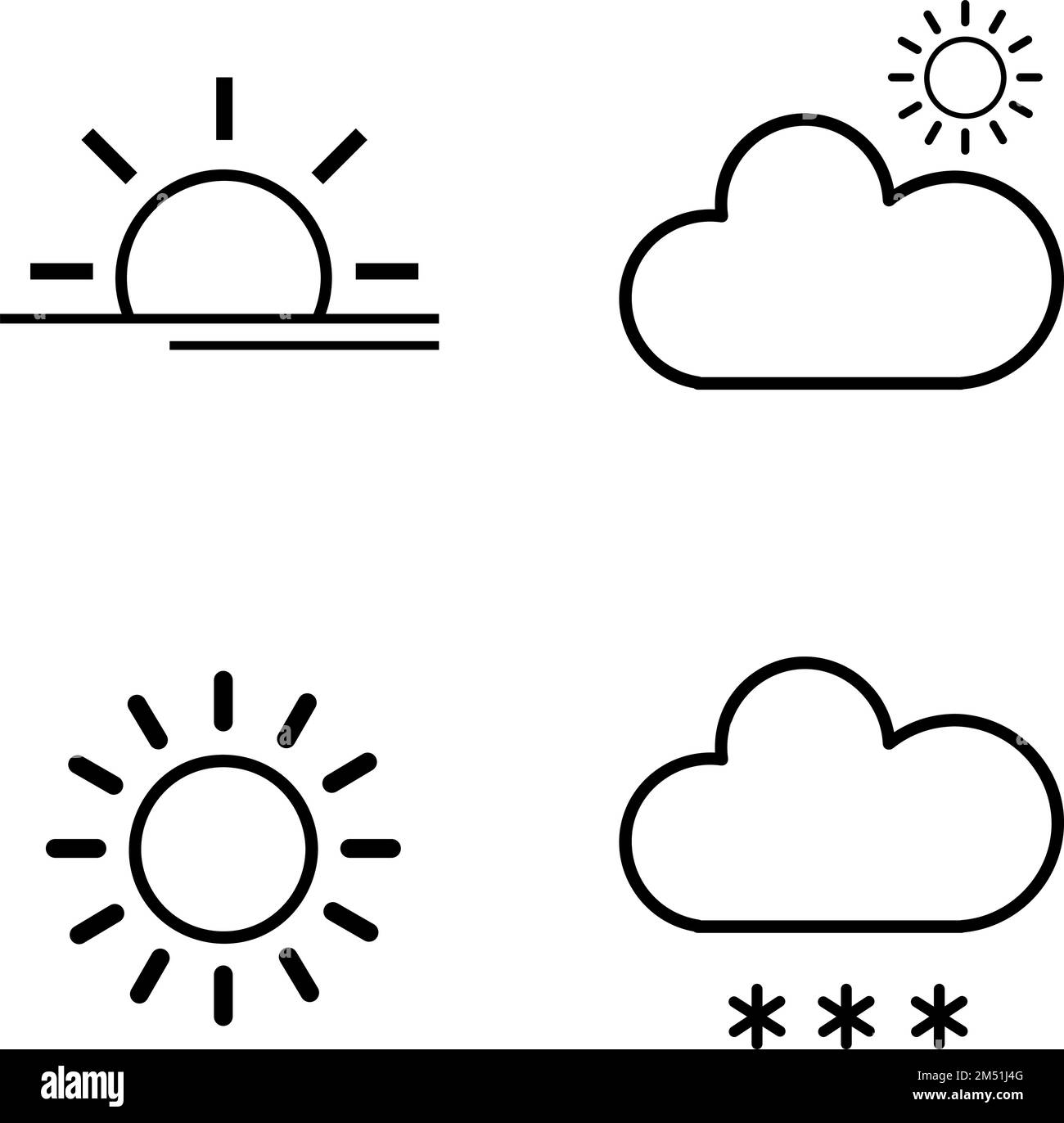A set of weather icons isolated on a white background Stock Vector