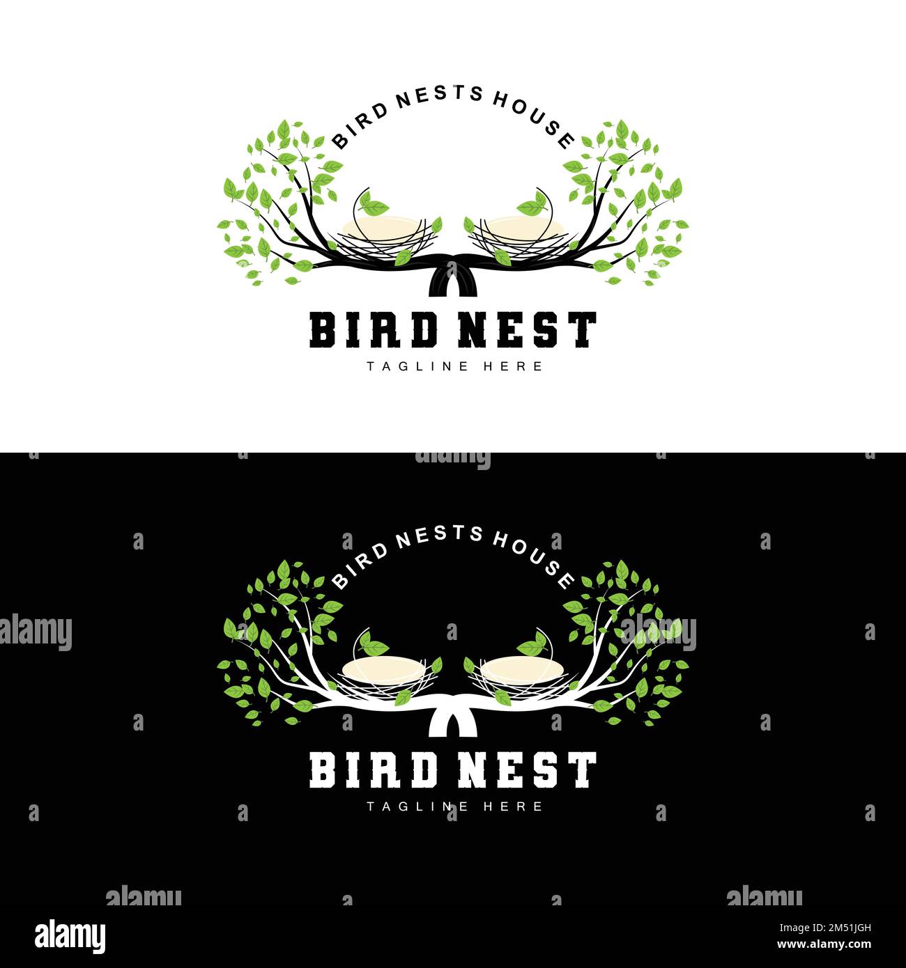 Bird's Nest Logo Design, Bird House Vector For Eggs, Bird Tree Logo