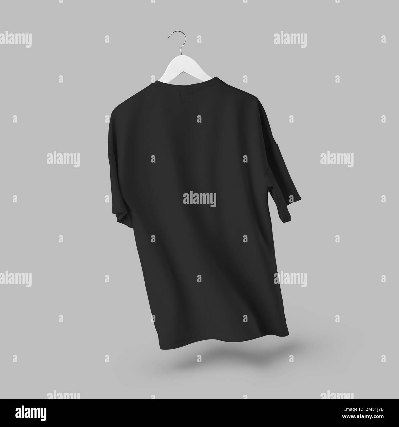 Oversized black tshirt mockup, isolated on background, unisex clothing