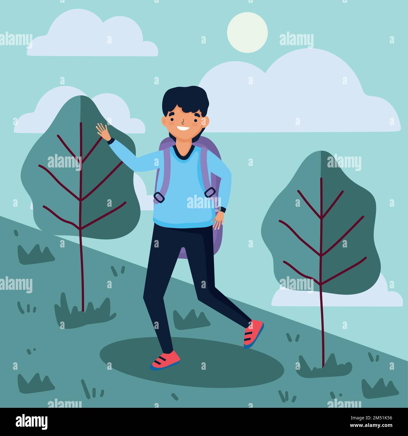 boy walking in the forest Stock Vector Image & Art - Alamy