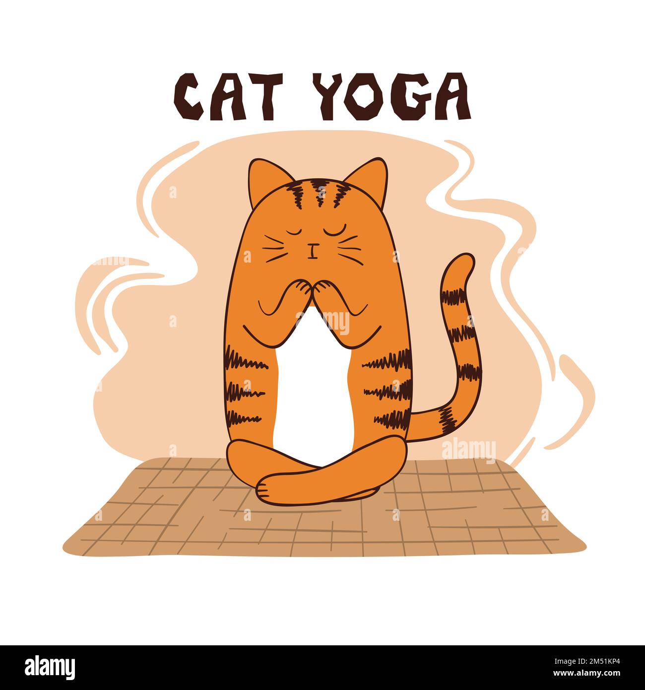 Gymnastics and Health. Set Cartoon Funny Cats Icons Doing Yoga, cat icons  funny 