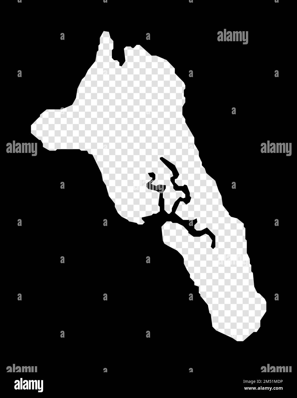 Stencil map of Havelock Island. Simple and minimal transparent map of