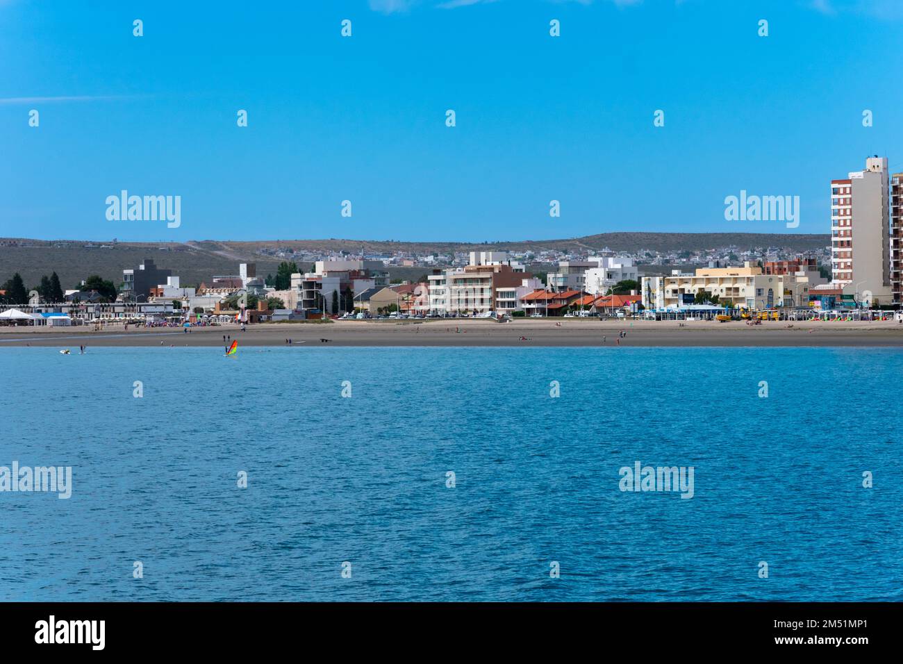 Puerto Madryn, Province of Chubut, Argentina. December 18, 2022. Puerto Madryn city view and the beach Stock Photo