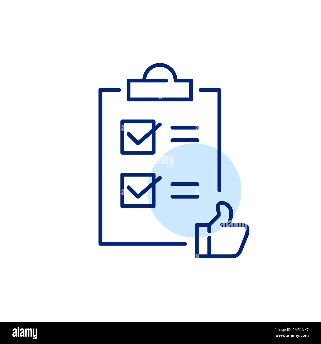Checklist with thumbs up. Pixel perfect, editable stroke line icon ...