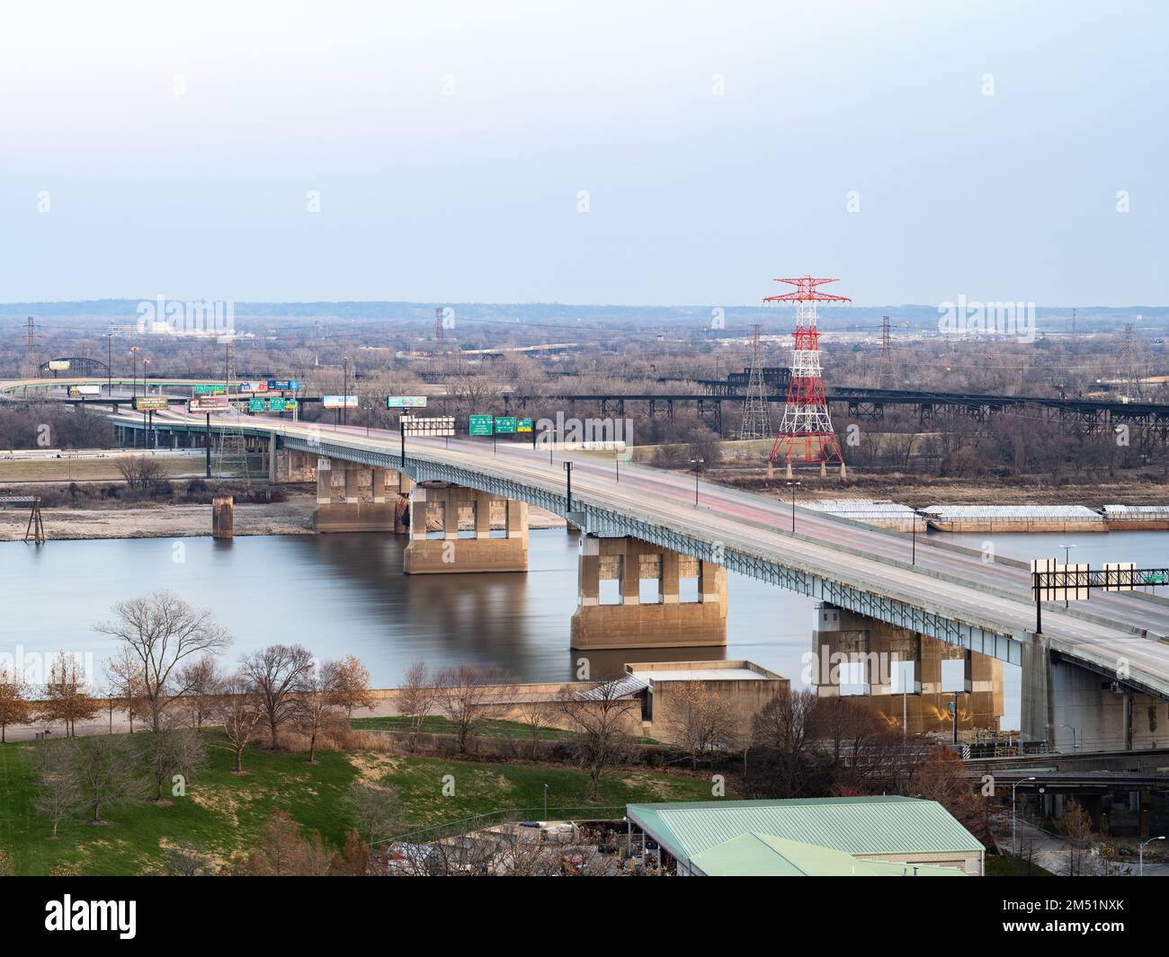 Aerial view of Poplar Street bridge Stock Photo Alamy