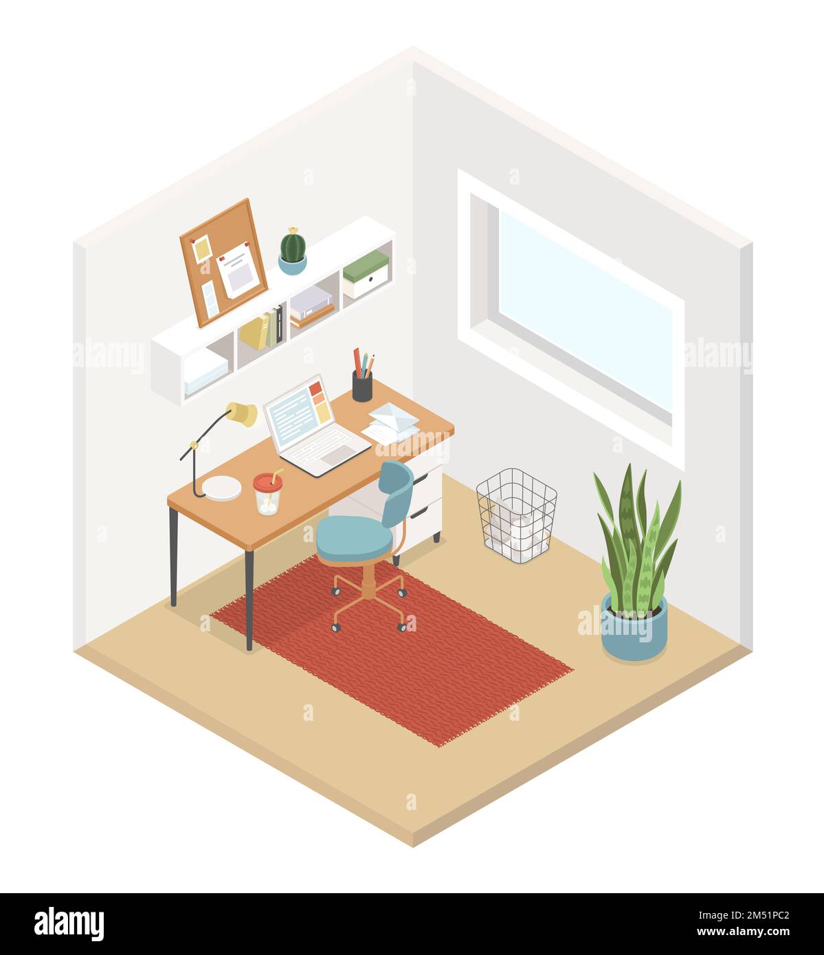 Home office room - modern vector colorful isometric illustration Stock ...