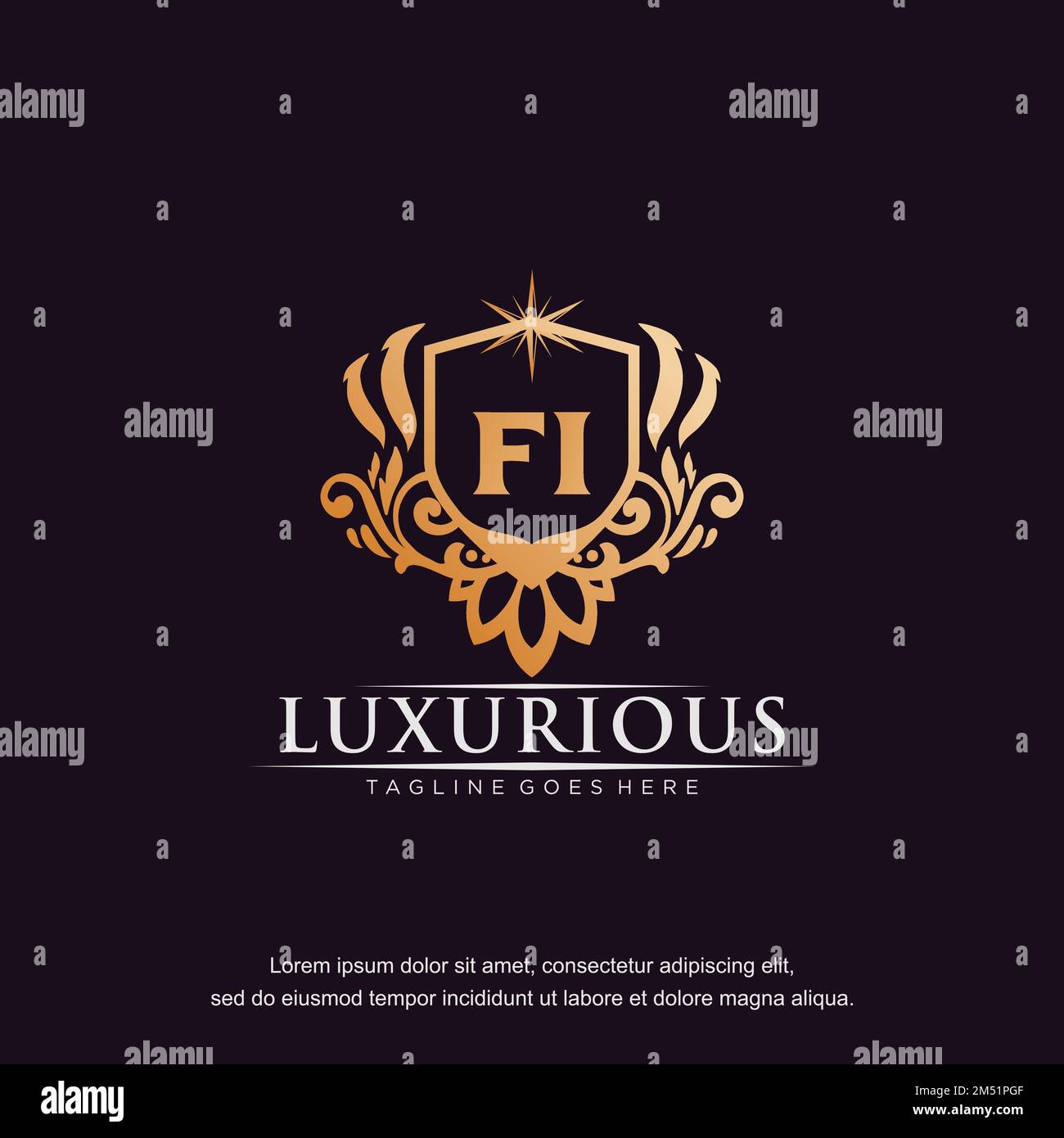 FI initial letter luxury ornament gold monogram logo template vector. Stock Vector