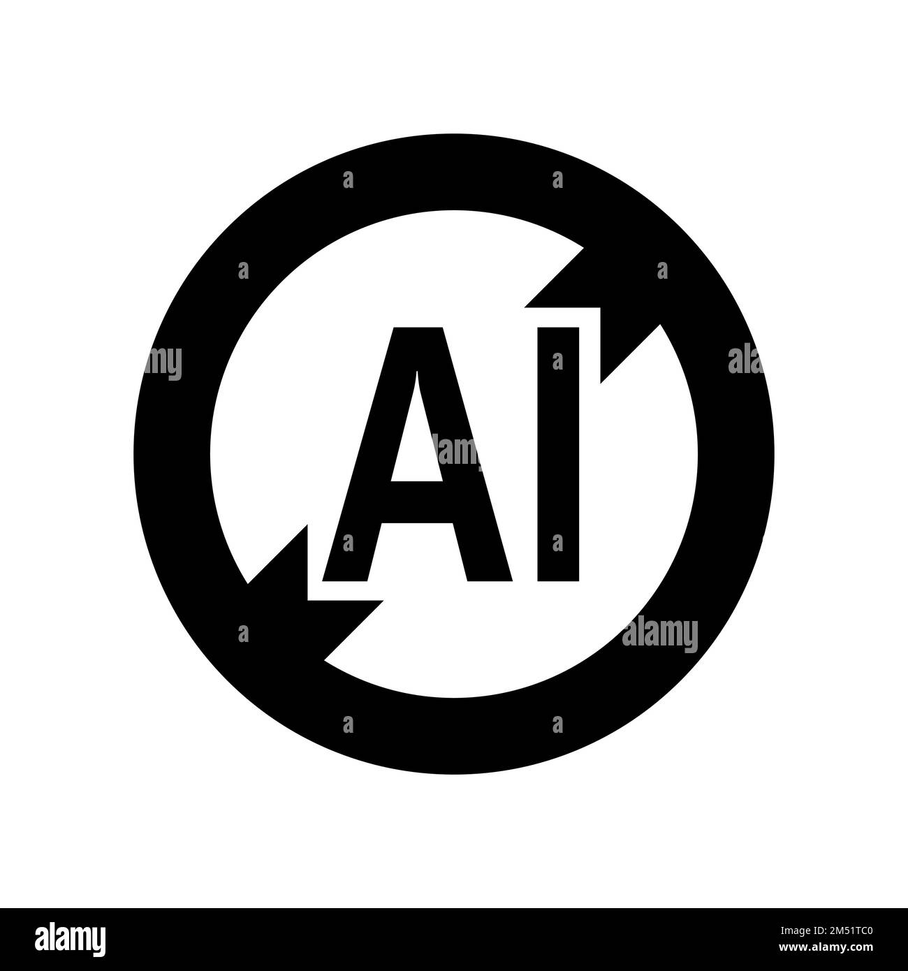 Against AI black sign isolated on white, Crossed out Vector icon Against that makes Art on one's own. Stock Vector