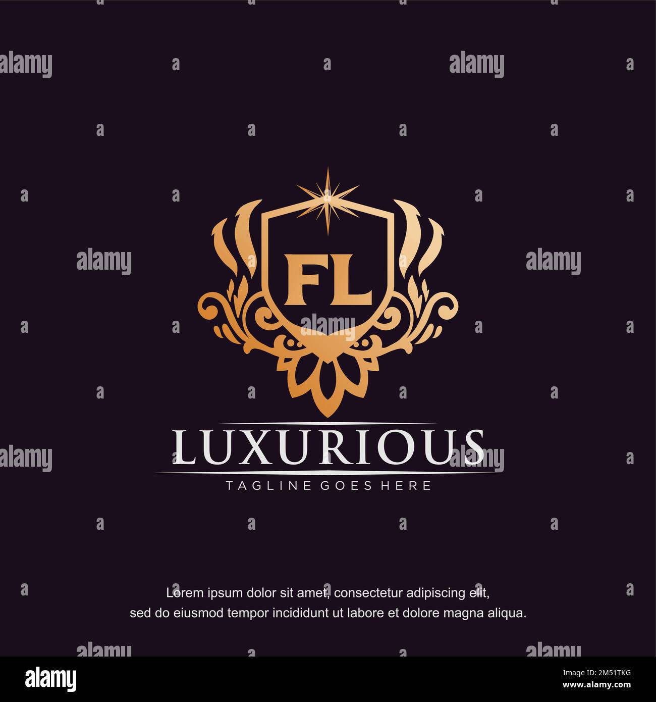 FL initial letter luxury ornament gold monogram logo template vector. Stock Vector