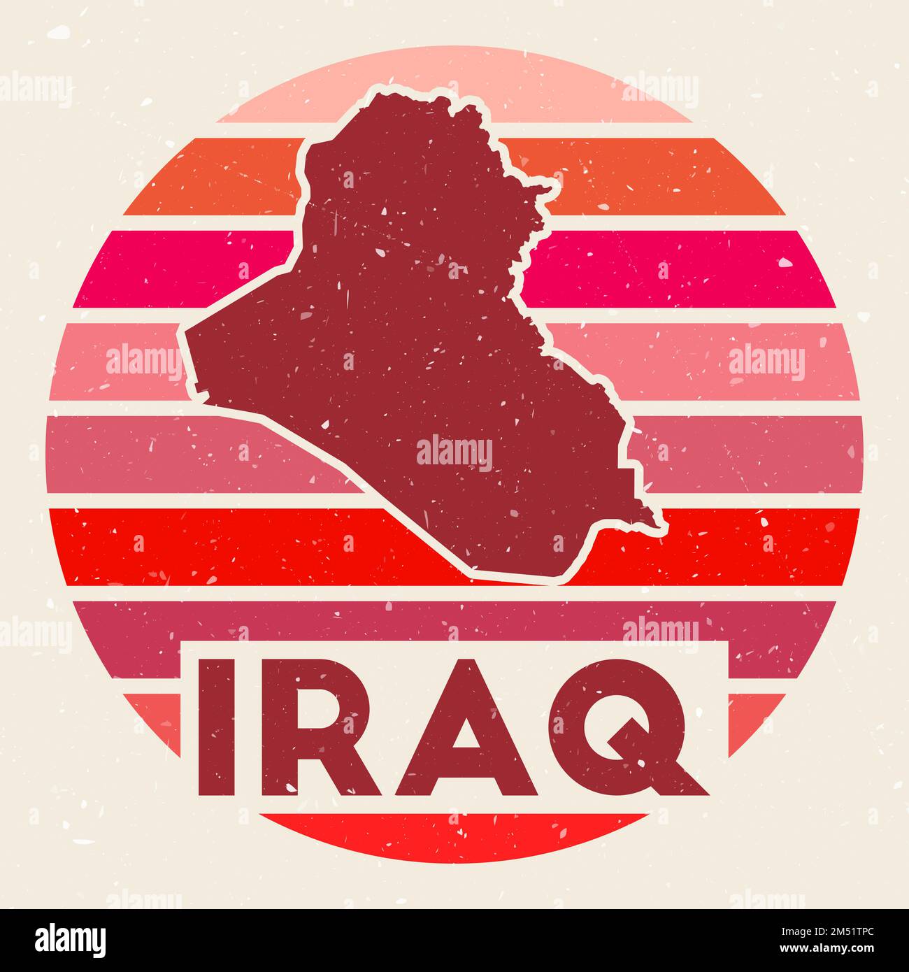 Republic of Iraq logo. Sign with the map of country and colored stripes, vector illustration. Can be used as insignia, logotype, label, sticker or bad Stock Vector