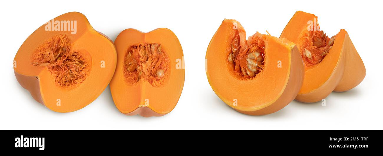 Fresh orange pumpkin isolated on white background with full depth of ...