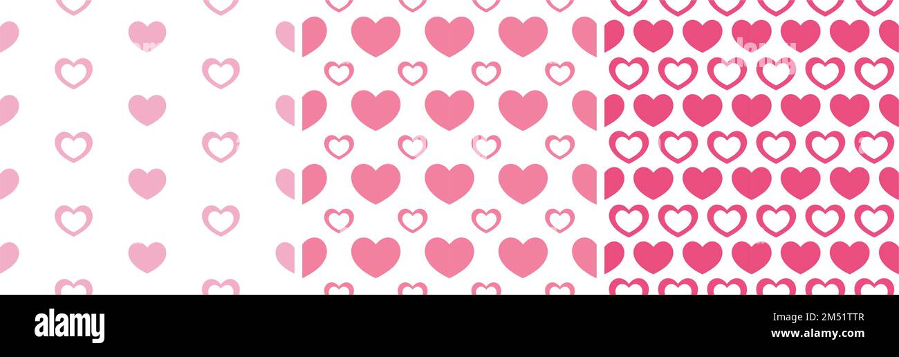 Set of Happy Valentine's Day Seamless Pattern Design with Decoration in ...