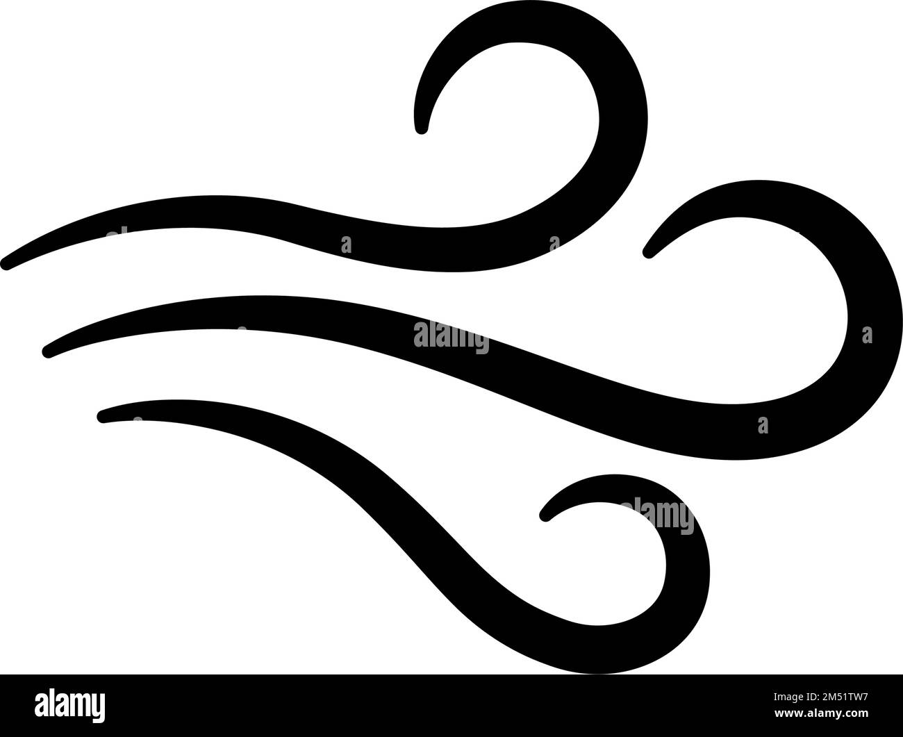 Hand drawn wind air flow icon. Free breath symbol. Fresh air flow sign. Doodle wind blow icons. Weather symbol. Climate design element. Vector Stock Vector