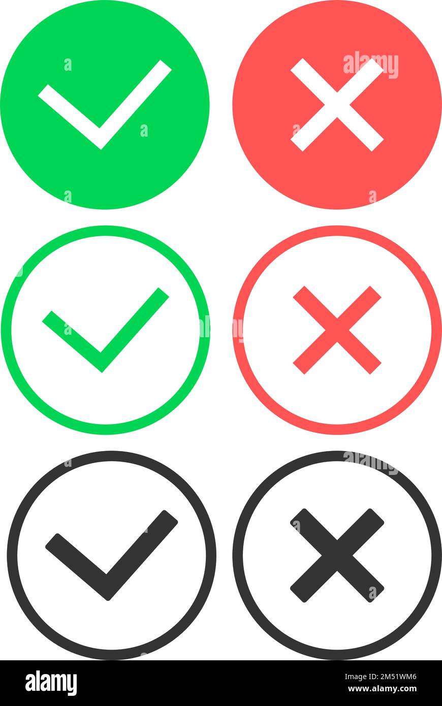 Accept and reject icons. Selection marks. Stock Vector