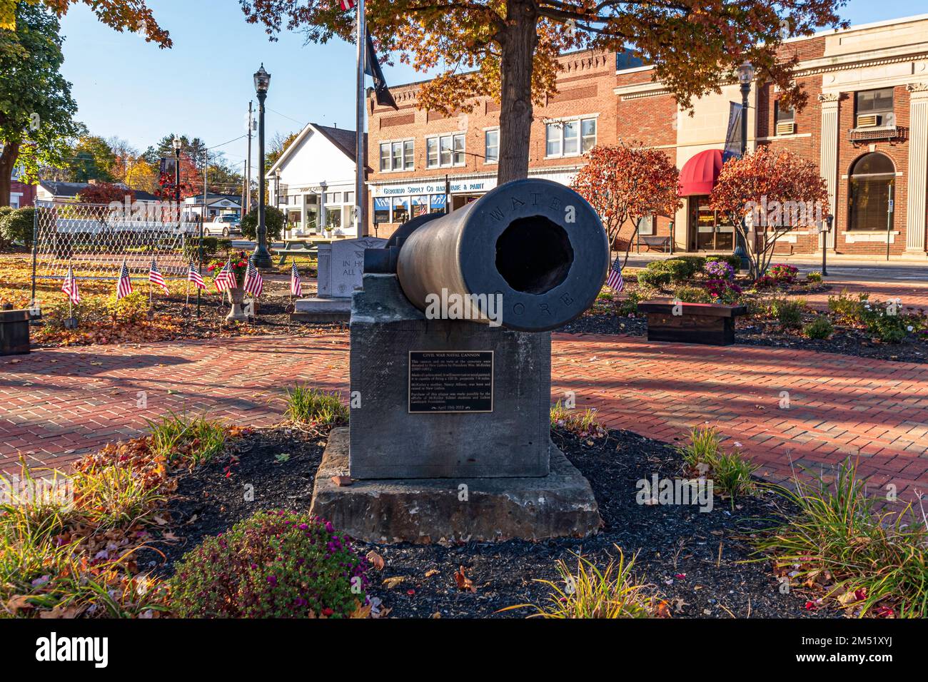 Lisbon, Ohio, USA-Oct. 21, 2022: Civil War Naval Cannon donated to New Lisbon by President William McKinley, whose mother was from New Lisbon (former Stock Photo