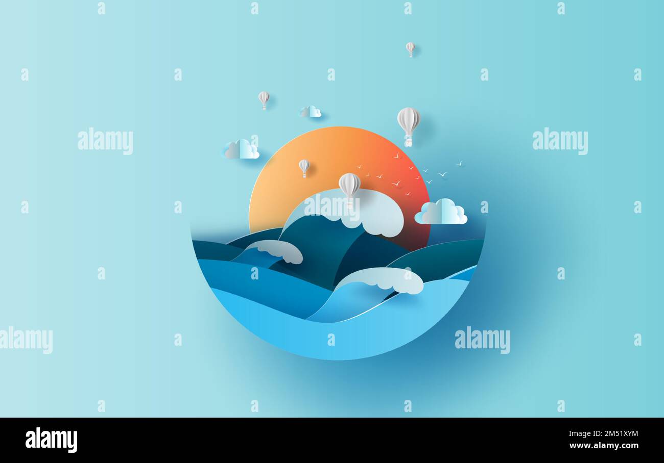 Summer time banner design sun and hot air Vector Image