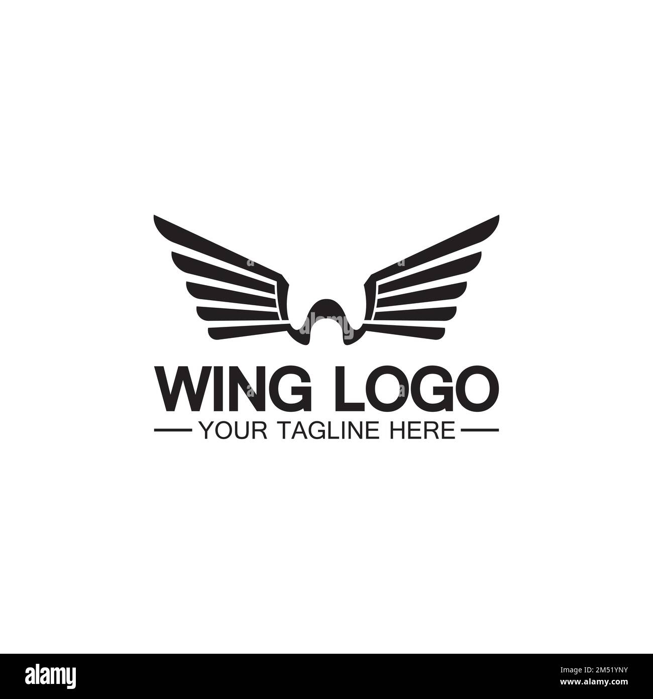 W letter for wings logo design, combination w letter and wings Stock