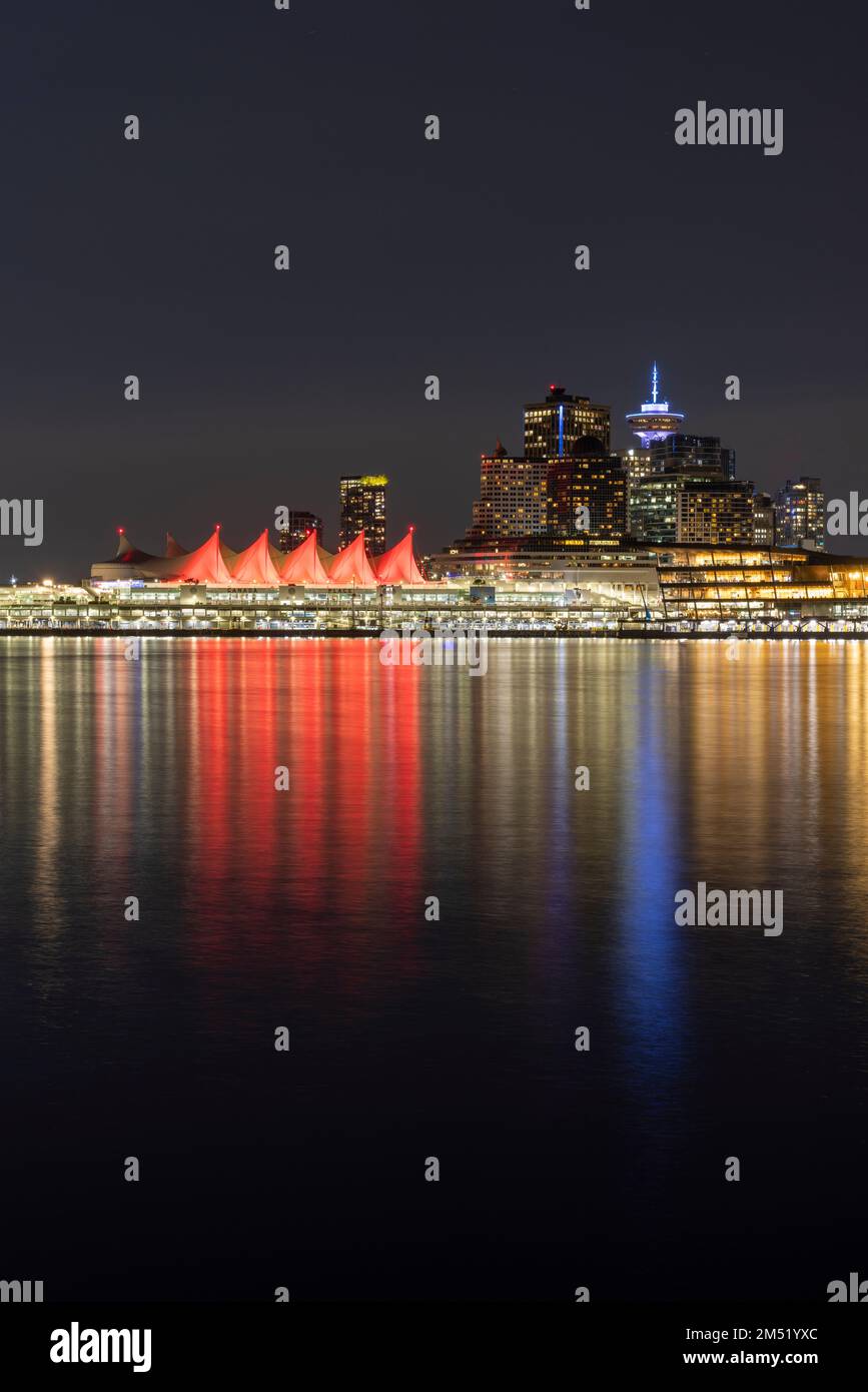 skyline of Vancouver downtown from Stanley Park at night Stock Photo ...