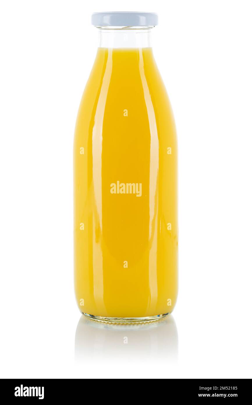 Orange juice bottle isolated on a white background Stock Photo