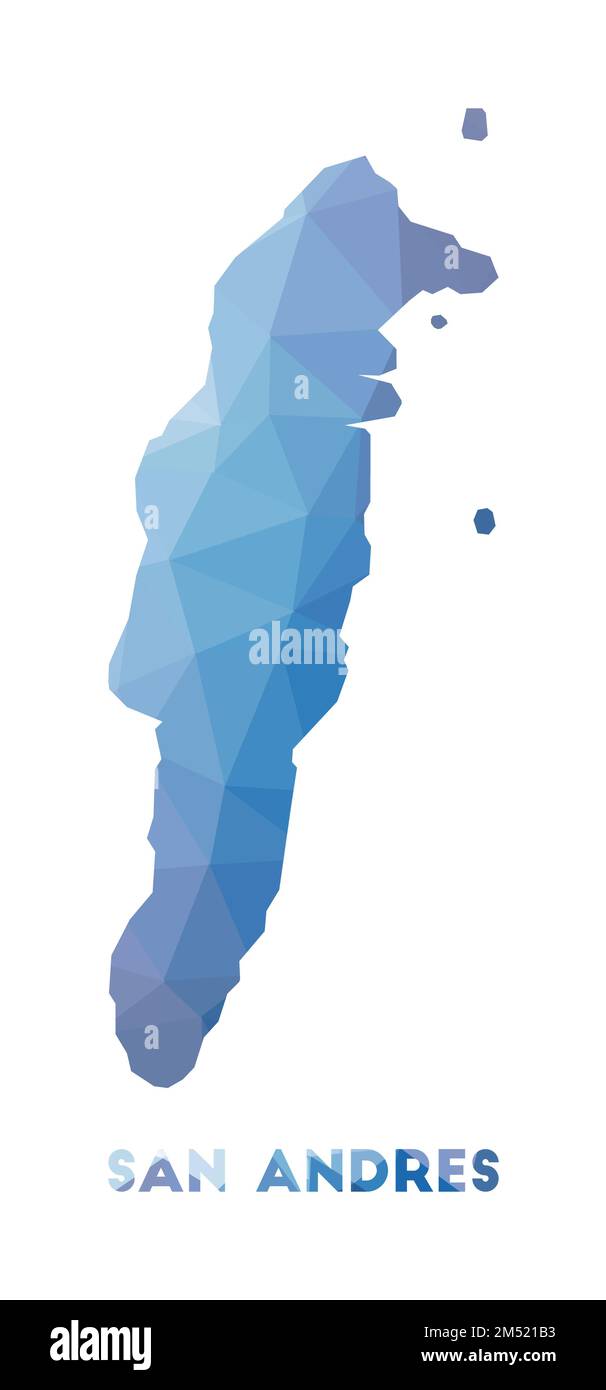 Low poly map of San Andres. Geometric illustration of the island. San ...