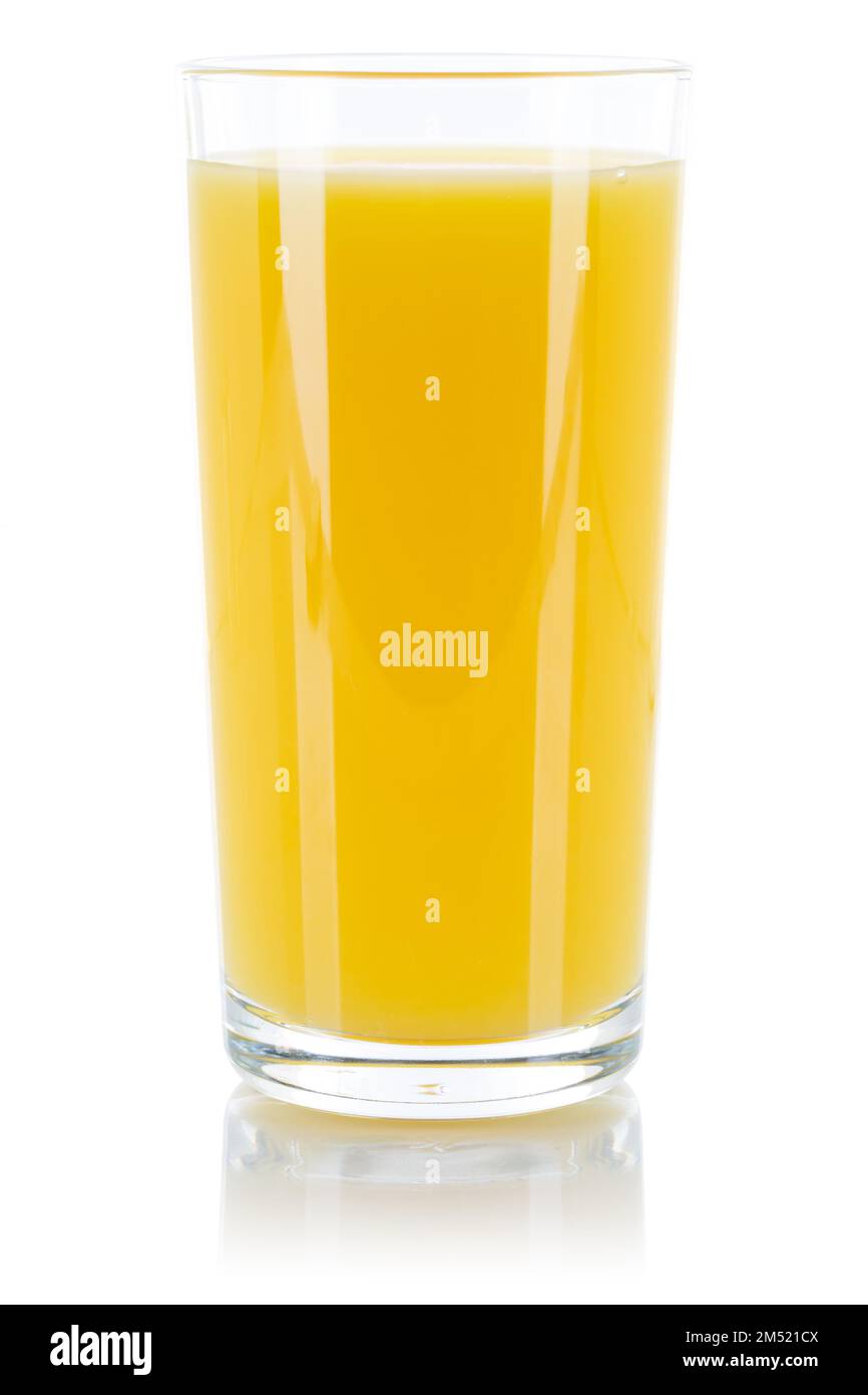 Orange juice glass isolated on a white background Stock Photo