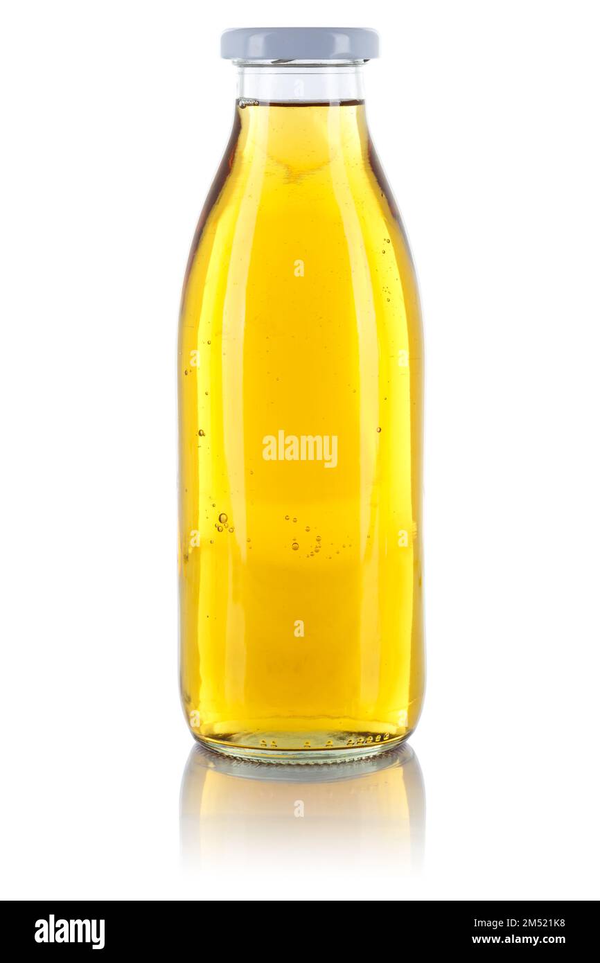 Apple juice bottle isolated on a white background Stock Photo