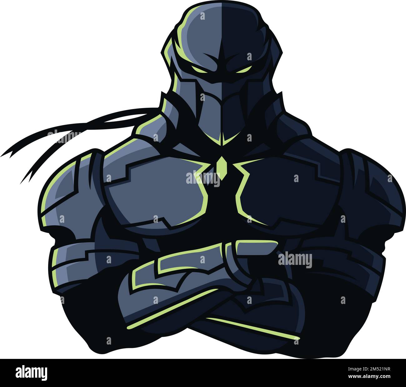 Cyber Ninja Warrior with Futuristic Armor Suit Stock Vector